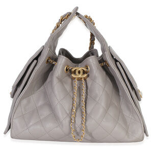 Chanel Grey Quilted Caviar Small Chanel 25 Hobo Handbag